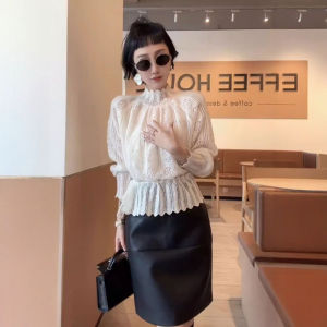 CHANGTONG | French Elegant Lace-Up Knit Top