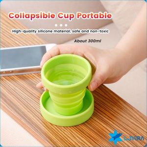 LoviRa Portable Silicone Folding Cups Outdoor Collapsible Retractable Water Cup 300ml