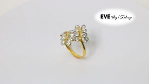 24K แหวนทองไมครอน เพชรCz สวยงาม ลายกิ่งไม้ สำหรับคุณผู้หญิง