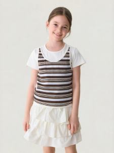Marc&Janie | Striped Diary Girls Faux Two-Piece T-Shirt