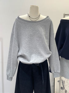 สไตล์พักผ่อน โอเวอร์ไซส์ คอกลม เสื้อสเว็ตเชิ้ต ผู้หญิง Early ฤดูใบไม้ร่วง ขายใหม่ร้อนไม่สมมาตร High Street ไหล่ เสื้อท่อนบน