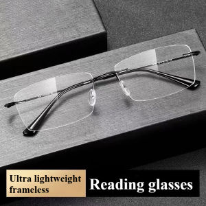 Frameless Cut Edge Reading Glasses Anti Blue Light Glasses Mens Middle-aged and Elderly Anti Fatigue Reading Glasses