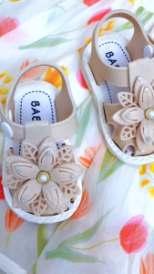 BEABA BABIES Sandals For Kids Baby Girl Shoes With Flower Bow Pearl Princess Walking Shoes