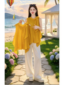 Shalldoer | French Collar Tie Asymmetrical Loose Sleeveless Blouse