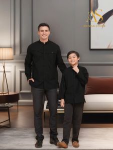 BAJU ATASAN SARIMBIT NIBRAS COUPLE PRIA NKC 03 & NKCA 03 BLACK