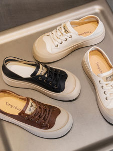 Large Size Genuine Leather Womens Shoes Casual Retro Sneakers Foot Slimming White Shoes Spring Autumn New Style Comfortable