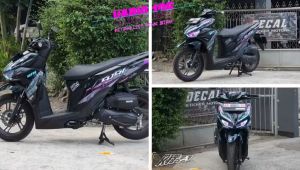 Decal sticker Vario 125 motif electron hitam kombinasi abu pink tosca D-Q8-049