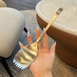 304 Stainless Steel Serving Spoon Fork Diced Fish Serving Spoon Public Utensil Cutlery Dishwashing Resistant Kitchen Tool