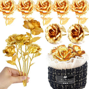 3ชิ้นฟอยล์สีทองกุหลาบของขวัญวันวาเลนไทน์ดอกไม้ประดิษฐ์วันแม่ของขวัญช่อดอกไม้ตกแต่งงานแต่งงานวันเกิด