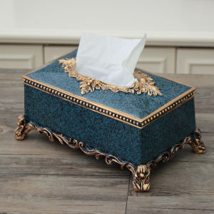 American Country Simple Tissue Box Retro European Blue Affordable Luxury Style Living Room Home Multi-Functional Paper Extraction Box