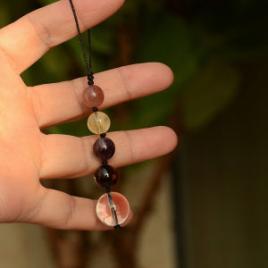 สร้อยคอโทรศัพท์มือถือคริสตัลธรรมชาติสั้นสำหรับผู้ชายและผู้หญิง จี้โทรศัพท์มือถือแบบชาน้ำชา จี้คริสตัลหลากสี