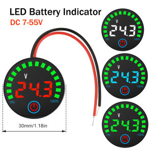 VOKTTA | DC7-55V LED Battery Indicator Voltage Meter Power Charge Indicator Acid/Lithium Battery Charge Indicator Module Electrician Tool