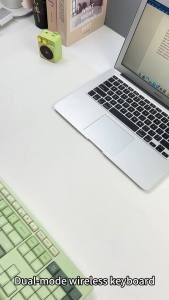 314BOW K161D Colorful BT and USB Wireless Dual-Mode Keyboard B Keys Gradient Color Cute Ergonomic Green Pink Keyboards Battery Version Curved Keycaps for Laptop Desktop PC