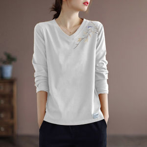 off-Season Big Sale Brand Discount Autumn Gray 100% Cotton Coat Long Sleeves Bottoming Shirt Loose Print Younger T-shirt Women