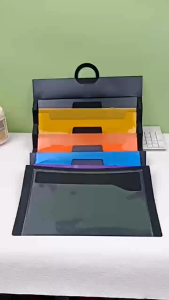 Facade File 6 Pocket Hanging Wall File Organizer – Multicolor Vertical Document Holder for Home Classroom Office – Space Saving Rainbow Folder for Paper Letters Receipts Invoices – Wall-Mounted Plastic File Storage Organizer