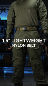 IDOGEAR Tactical Belt Nylon 1.5" Lightweight No Metal with YKK POM Buckle Tail Clip Quick Dry Breathable Tactical Belt 3436