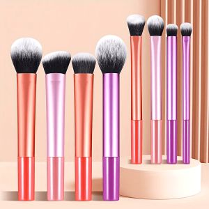 FOCANO 8pcs Makeup Brush Kit Soft Synthetic Hair Make Up Brushes Foundation Blush Eyeshadow Cosmetic Makeup Tools