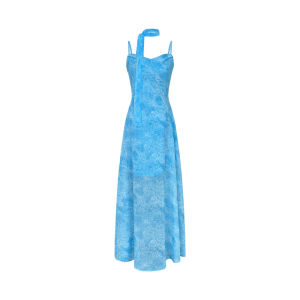 ZHENMANZI | French Blue Halter Neck Dress Women Summer New High Waist Slim Long Skirt Sweet Style No Sleeve Polyester Fiber A-Line Dress