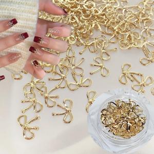 20/30pcs 3D Gold Bowknot Nail Charms Exquisite Metal Hollow Out Bows Nail Art Decorations DIY Crafts Nails Design Accessories JS