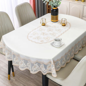 Tablecloth 2023 New Arrival Washable Oil-Proof Waterproof Long Oval Table Cloth PVC Lace Tablecloth For Home Fancy
