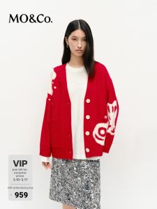 MO&Co. | New Year Koi Loose Warm Wool Sweater Red