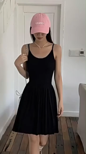 Muuv-It Pleated Mini Skirt Women Spaghetti Strap Leisure Slim Soft Sport Young  Sleeveless Chic Knitted Temperament