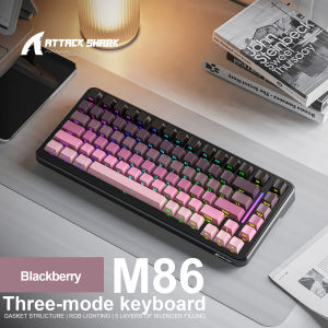 ATTACK SHARK | ATTACK SHARK M86 Wireless Mechanical Keyboard Tri Mode RGB Backlit Hot Swappable Side Printed PBT Keycaps 4000mAh for PC Gaming