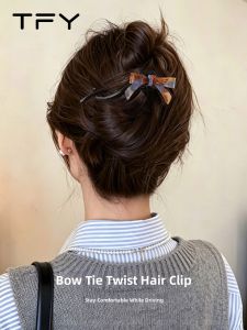 TFY | Bow Decorated Tied Clamp Hair Clip for Fine Womens Hair