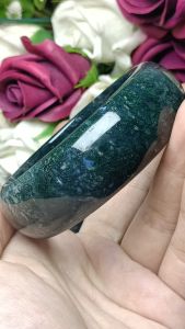 High Grade Moss Agate Stone bangle 60mm 高货多彩水草玛瑙带玉化透体超美意境水草手镯 60mm