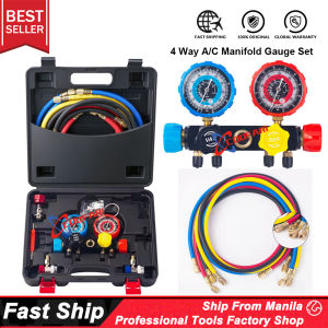 4 Way A/C Manifold Gauge Set Fits R134a R32 R22 R410 Refrigerants Air Conditioning Refrigeration Kit