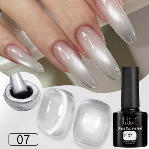 AWStorG 7.5ML Glitter Mirror Porcelain White Cat Magnetic Gel Semi Permanent Soak Off UV LED Gel Manicure Nail Art Varnish
