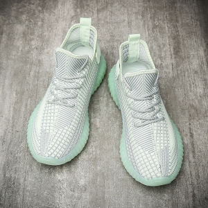 Mens Coconut 350 Black Samurai Shoes Breathable Fly Knit Sport Running Casual Trendy Shoes Low Rubber Outsole round Toe