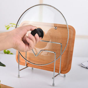 Stainless Steel Pot Lid Holder Kitchen Countertop Storage Rack for Knife Board Cutting Board Storage Shelf No Drilling Needed