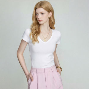 White V-Neck Slimming T-Shirt