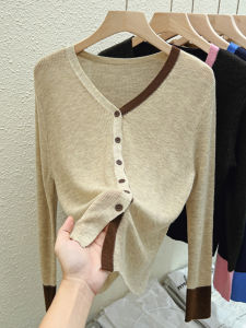 Elegant Color Block V-Neck Knitted Open Cardigan: A Spring Must-Have