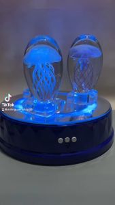 Quà tặng Pha lê thủy tinh hình sứa biển có đèn led - T0355