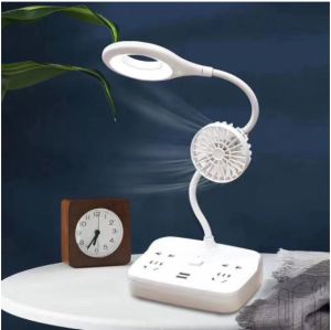 Portable Mini Electric Fan Power Strip with Switch Fan Table Lamp (Fan/Lamp/Socket/Usb)
