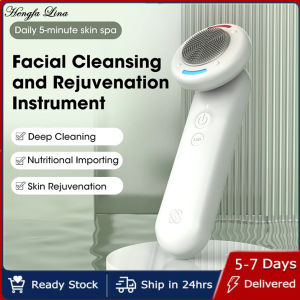 Hengfa Lina New Electric Face Cleansing Brush For Facial Skin Care Wash Red Blue Light Phototherapy Massage Acne Pore Blackhead Silicone Cleane