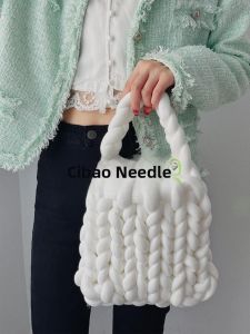 Hand Knitted Autumn Winter Bag Yarn Material for DIY Bag Girls Boyfriend Handmade Crocheted Bag Super Thick Yarn Free Shipping
