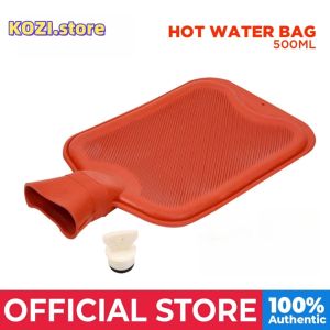 KOZI Hot Water Bag 500ml Rubber hot water bottle filling type warm belly hot compress water filling thick explosion-proof and scalding (Red/Blue/Green Random color)