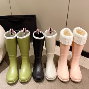 Uni Fang High-Top กันน้ําฤดูหนาวรองเท้าผู้หญิงเข่า-ความสูงรองเท้าฝนอุ่น Anti-SLIP ซับกํามะหยี่ความดัน-ฉีด