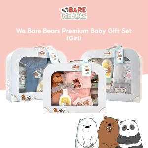 We Bare Bears 0-6M Set Hadiah Bayi Premium Baby Gift Set Girl Newborn Baby Hamper Baby Clothing Gift Box Romper WBB