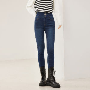 Yigue | Slim Fit Warm Denim Pants High Waist