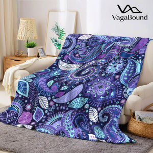 Purple Paisley Doodle Tile Flannel Blanket Warm Soft Halloween Christmas Decorative Couch Warm Cozy All-Season Gift