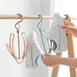 5Pcs Balcony Windproof Shoe Rack Hook Drying Hanger Rotating Plastic Drying Hook Closet Storage Rack Drying Insole Shoelace