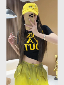 Cool And Stylish Workwear Pants Short Sleeve Printed Contrast Color Breathable Lightweight Quick Dry American Style Set for Women