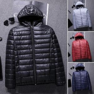 Mens Slim Fit Ultra Lightweight down Jacket Stand Collar Large Size Youth Cotton Padded Coat Short Style Travel Outerwear