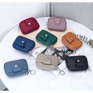 Mini Leather Wallet Womens Large Capacity Zipper Storage Bag Multifunctional Key Ring Small Wallet Cowhide New Style