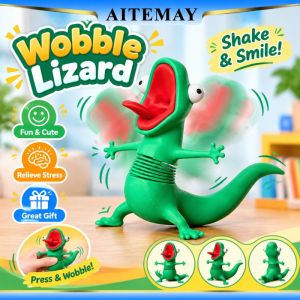 Aitemay Cute Wobble Lizard Desktop Decoration Funny Office Desk Accessory Shakeable Spring Toy Stress Reliever Novelty Gag Gift For Coworkers Students Birthday