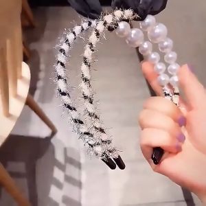 Rabbit Ears Headband 🎀 小兔耳朵发箍 Cekak Rambut Riben Mutiara Comel Cute Vintage Mori Hairband Woman Fashion Hair Accessories